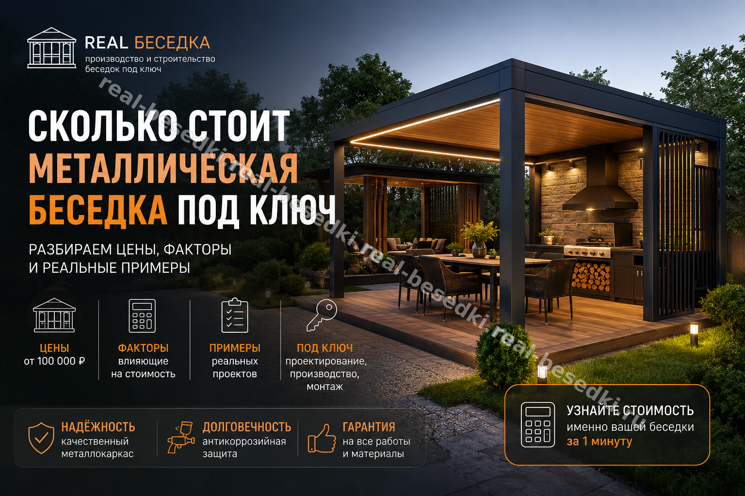 Сколько стоит металлическая беседка под ключ в Москве в 2026