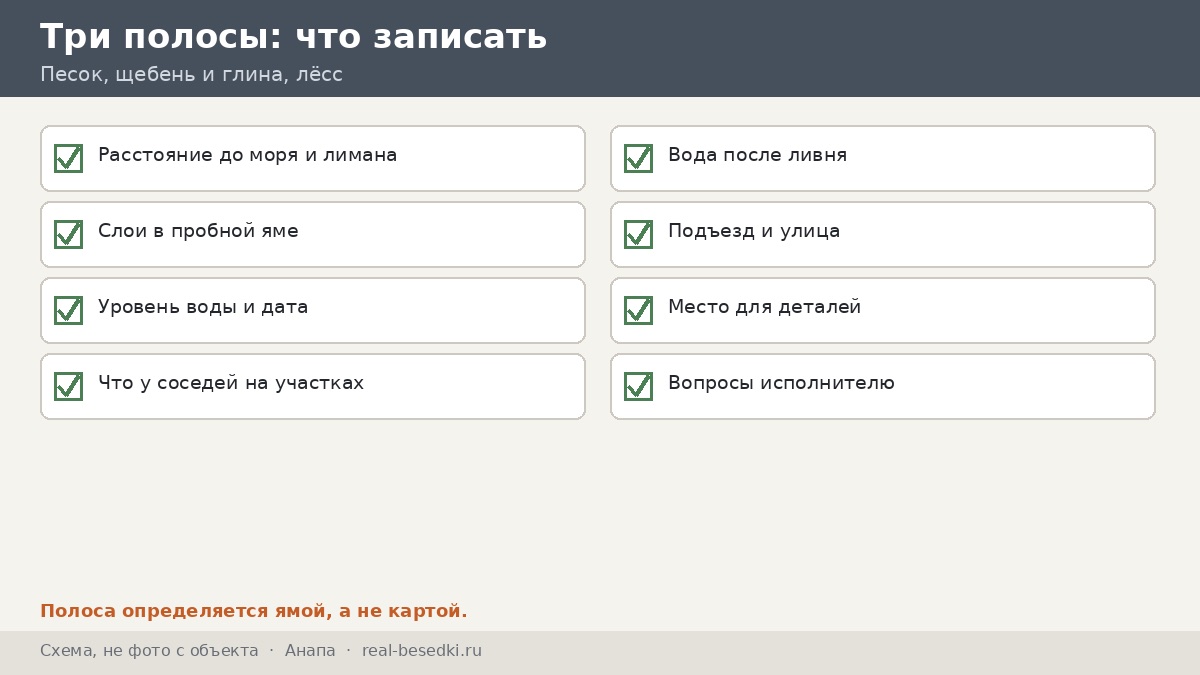 Три полосы: что записать, Анапа