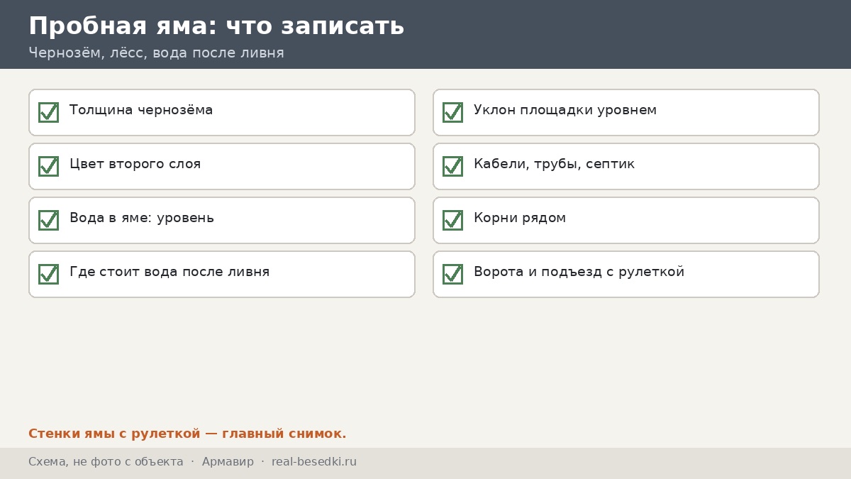 Пробная яма: что записать, Армавир