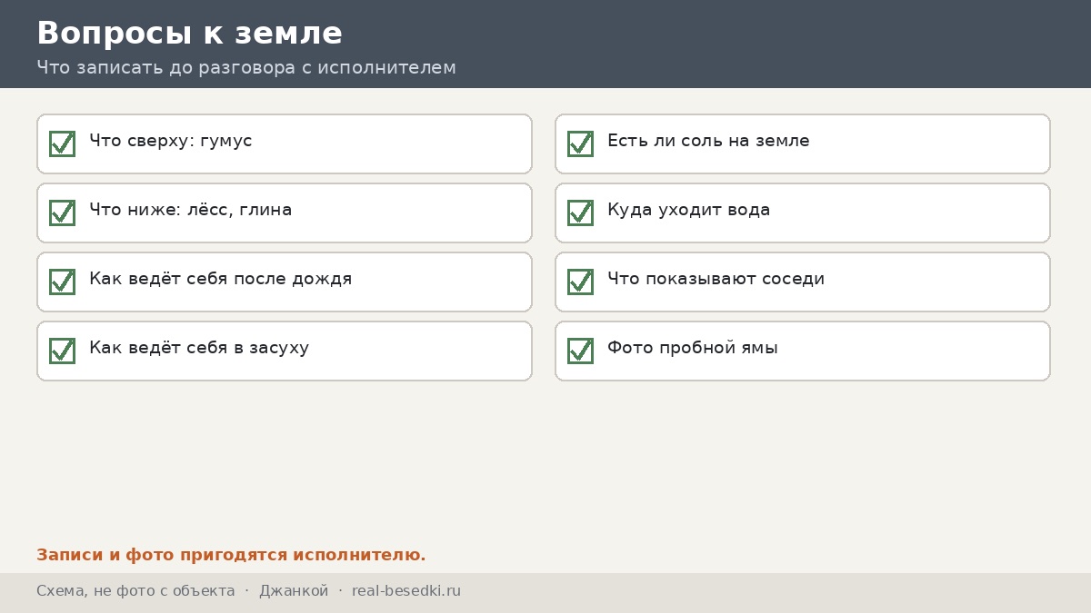 Чек-лист участка, Джанкой