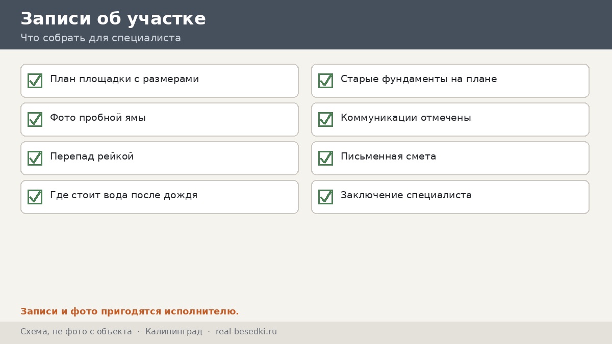 Записи об участке, Калининград