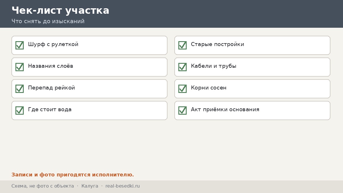 Чек-лист участка, Калуга