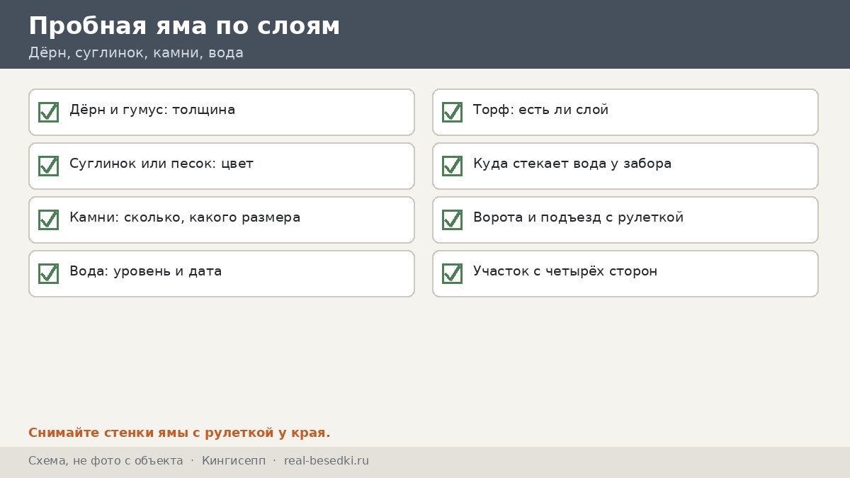 Пробная яма: что записать, Кингисепп