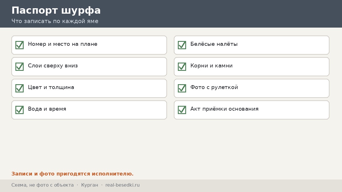 Чек-лист участка, Курган