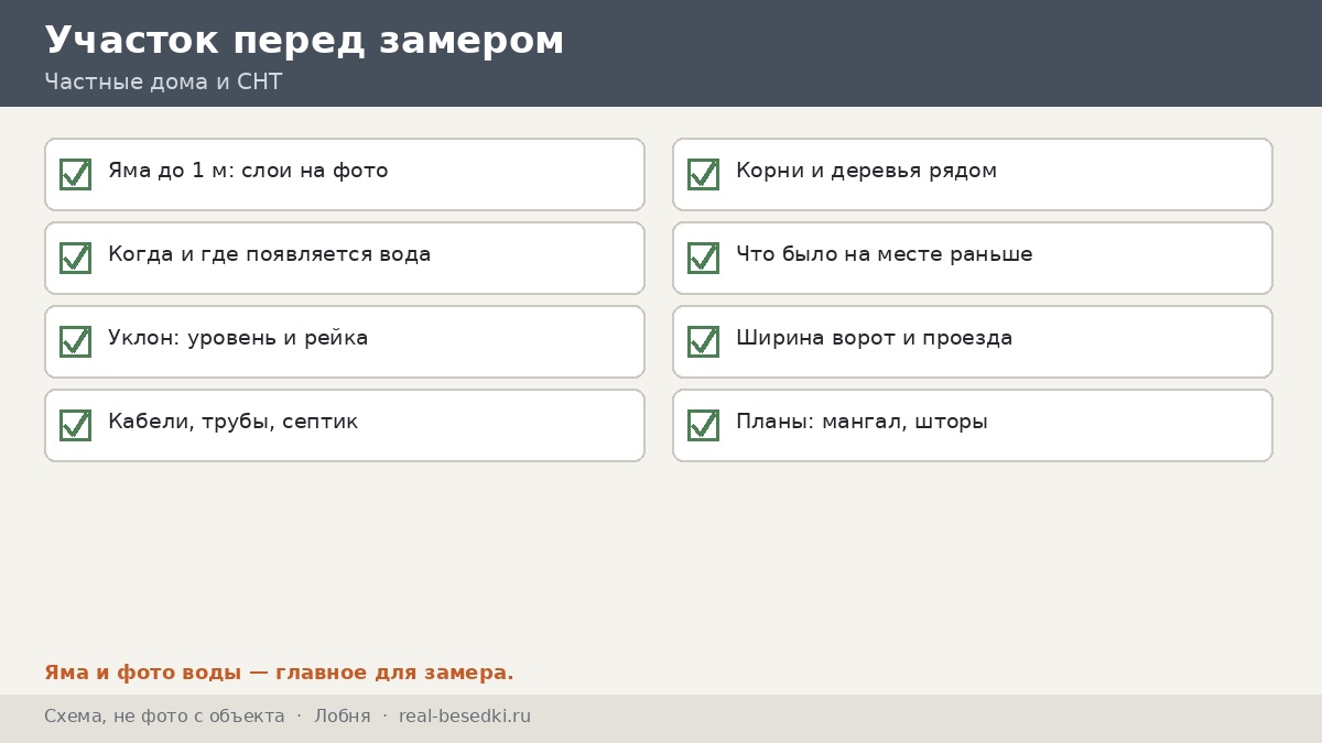 Чек-лист участка перед замером, Лобня