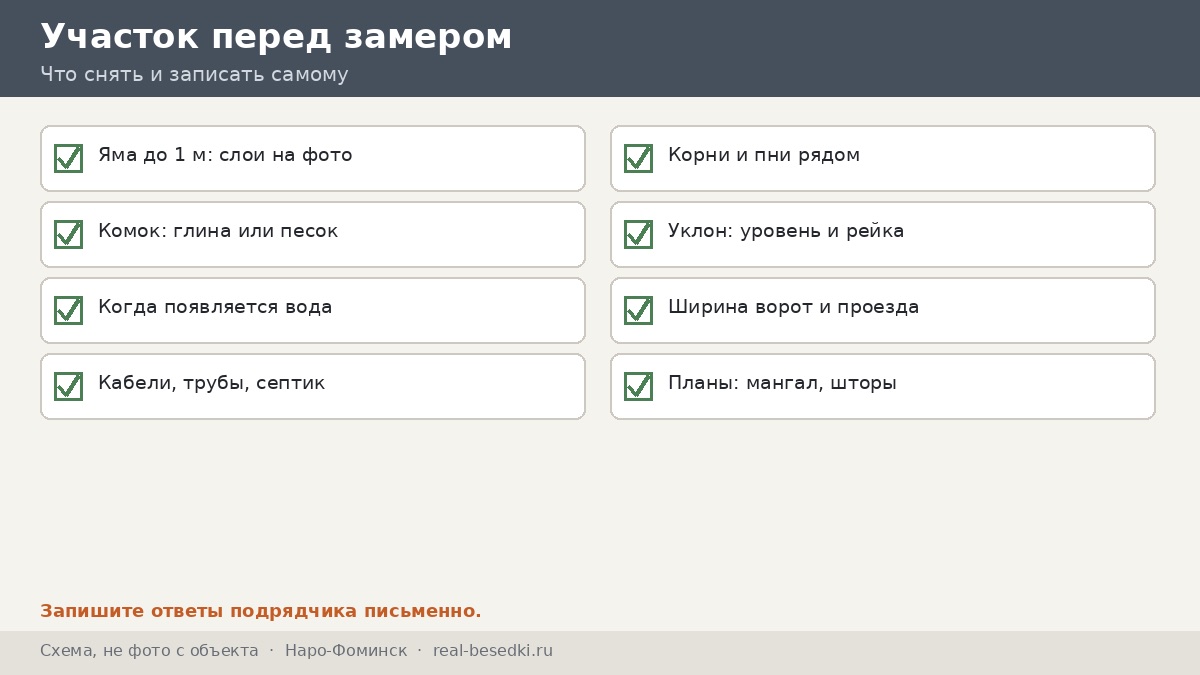 Чек-лист участка перед замером, Наро-Фоминск