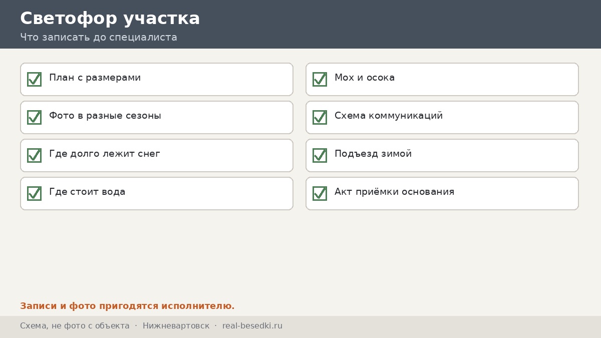Чек-лист участка, Нижневартовск