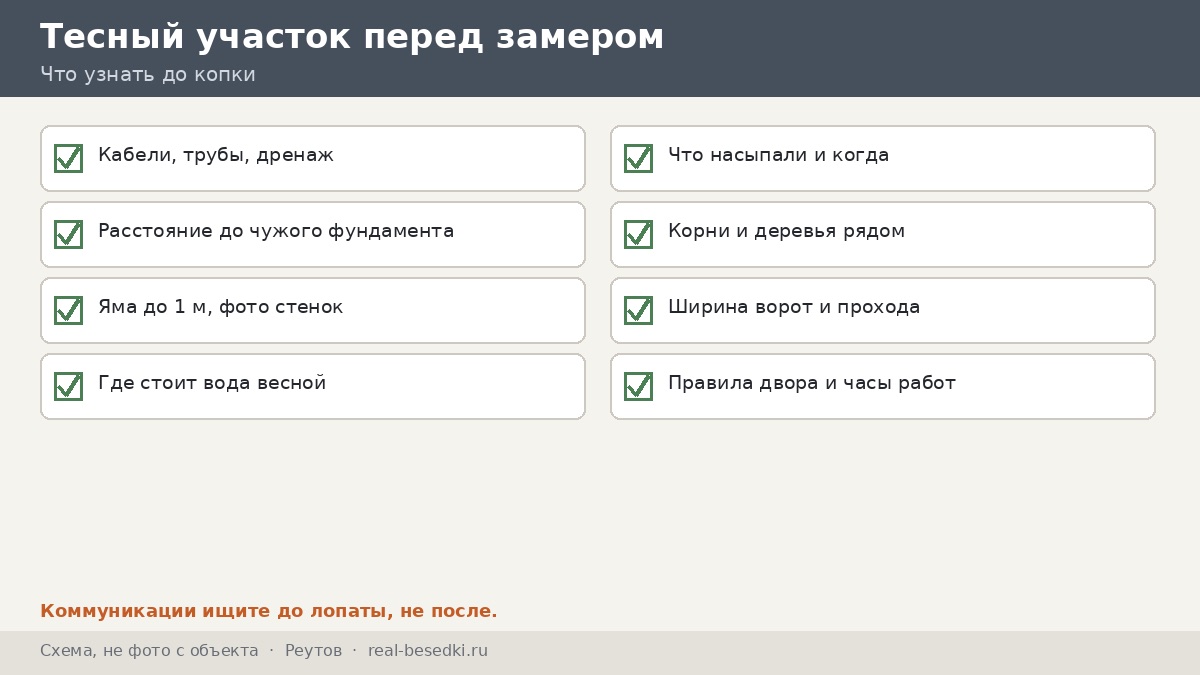 Чек-лист участка перед замером, Реутов