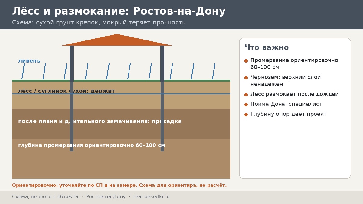 Основание в Ростове: чернозём, лёсс и размокание грунта — как выбрать основание под беседку