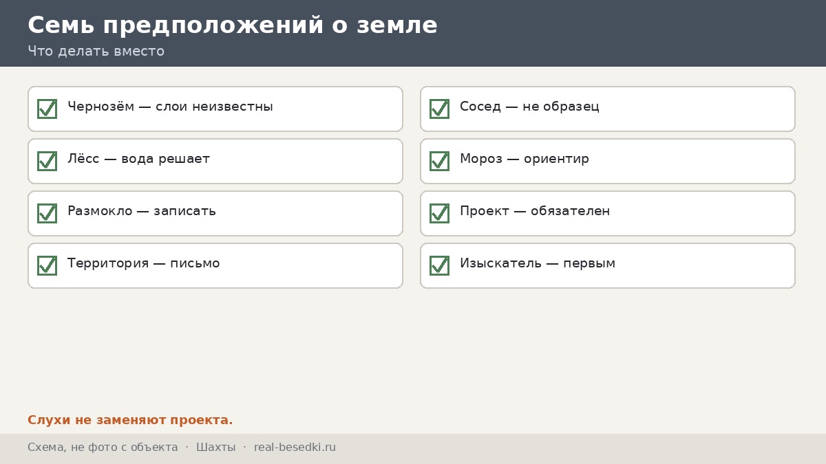 Семь предположений о земле, Шахты