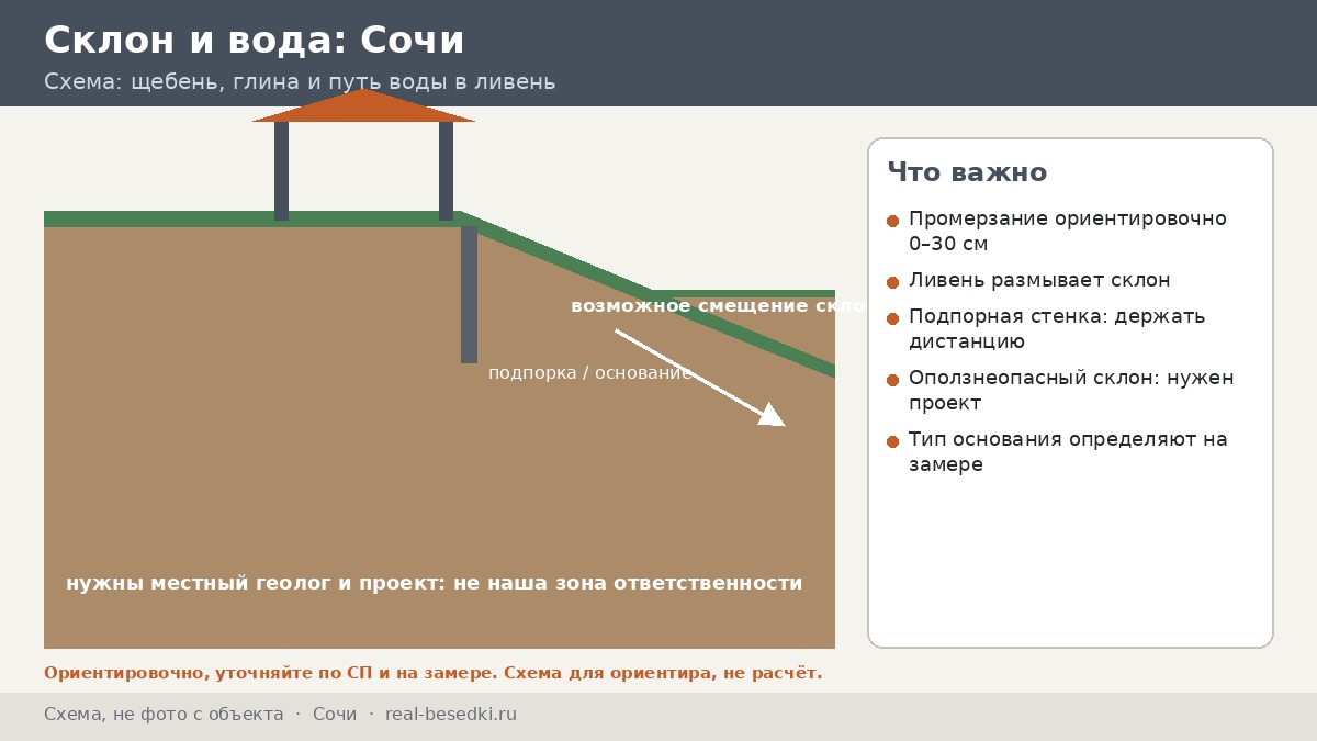 Сваи на побережье в Сочи: щебень, глины и влага — восемь вопросов к участку на склоне и у моря