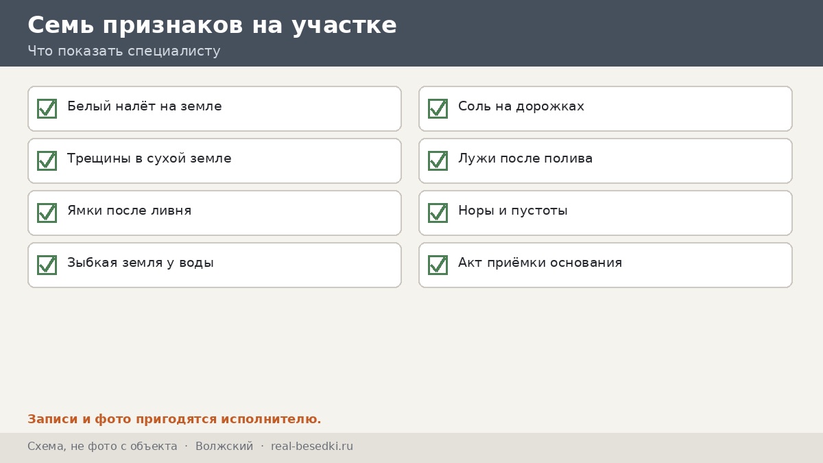 Чек-лист участка, Волжский