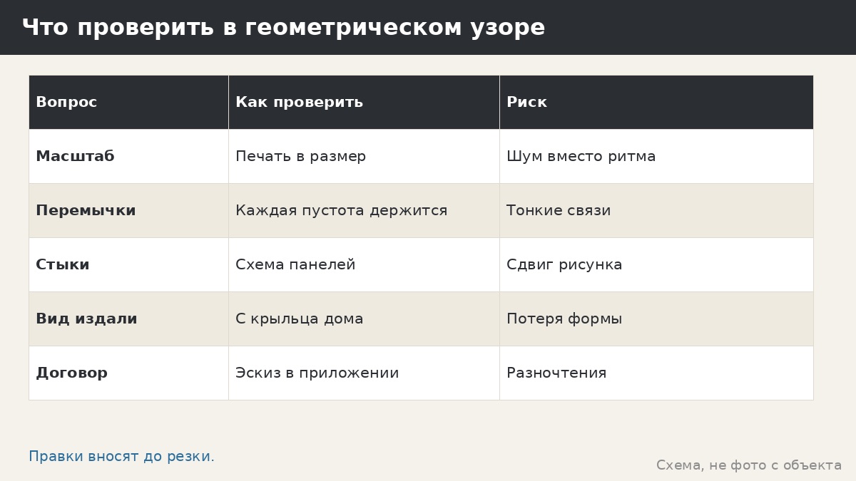 Что проверить в геометрическом узоре