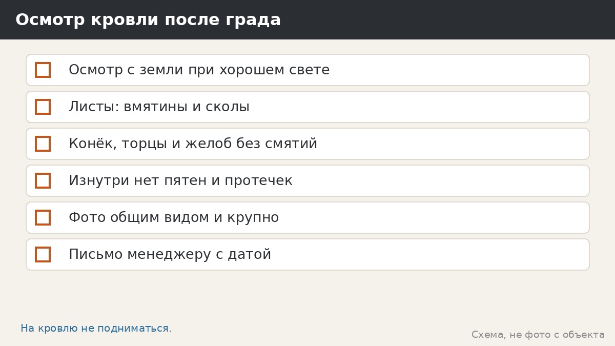 Осмотр кровли после града