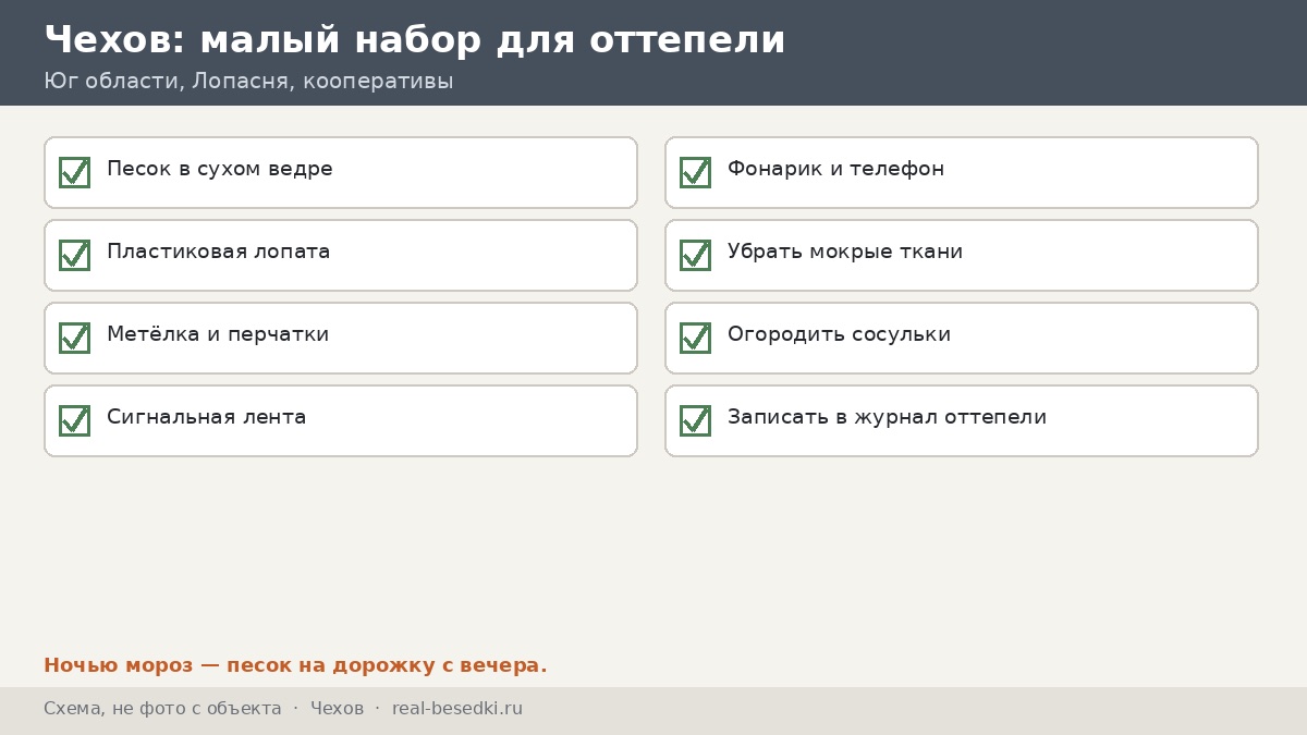 Чек-лист осмотра перед зимой, Чехов