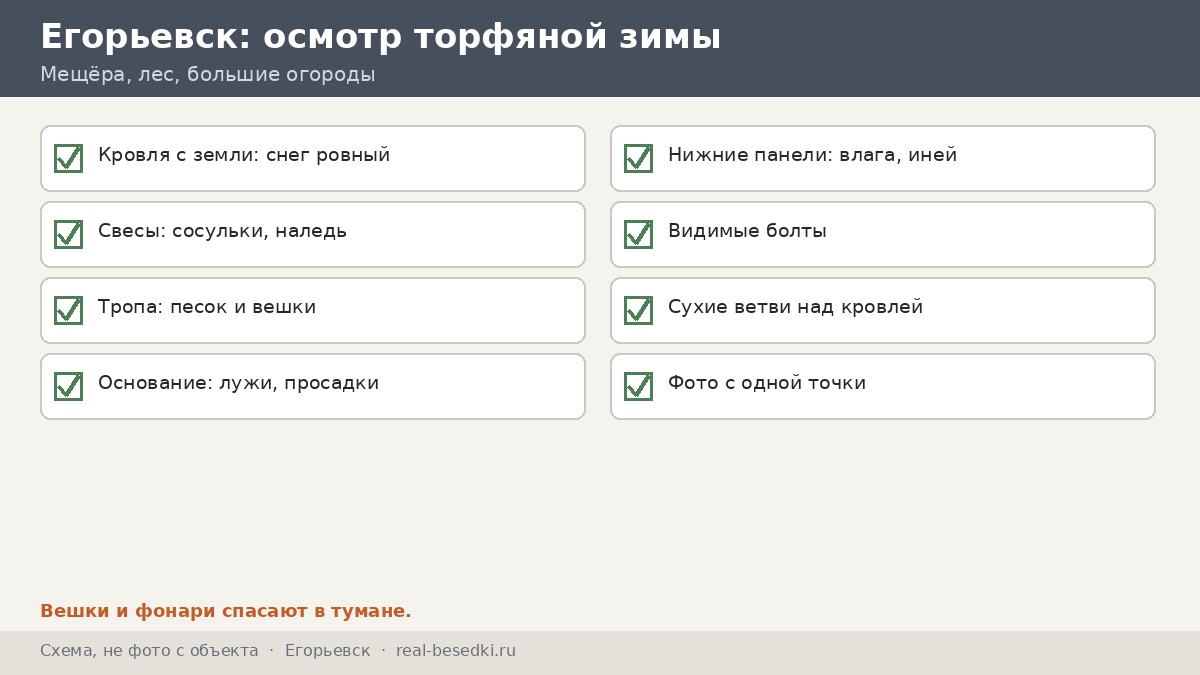 Чек-лист осмотра перед зимой, Егорьевск