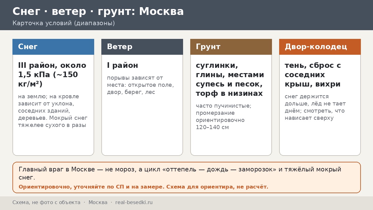 Беседка в Москве: снег, оттепели и гололёд во дворах-колодцах