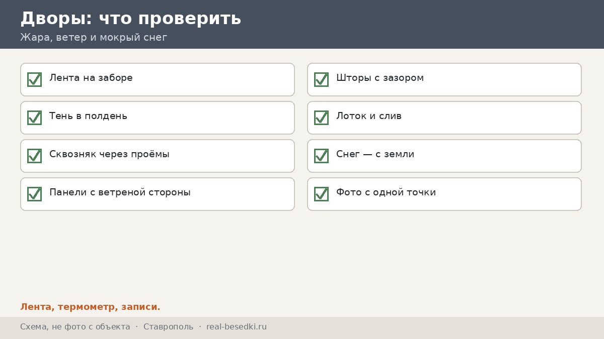 Чек-лист сезонов беседки, Ставрополь