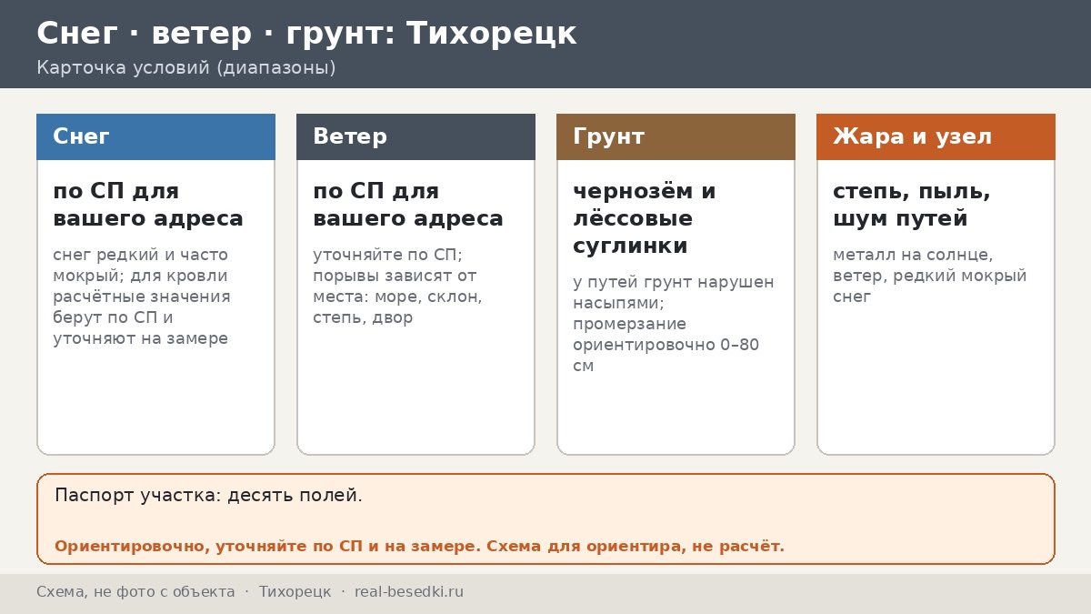 Лето по-южному в Тихорецке: металл на солнце и как этого избежать — паспорт участка из десяти полей