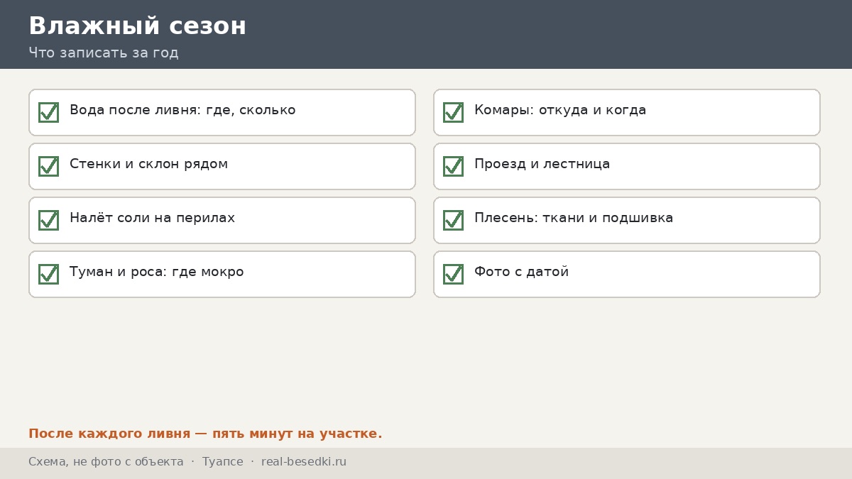 Чек-лист влажного сезона, Туапсе