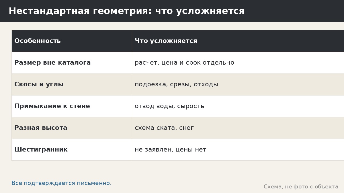 Кровля на нестандартной геометрии беседки: что можно обсудить и где границы