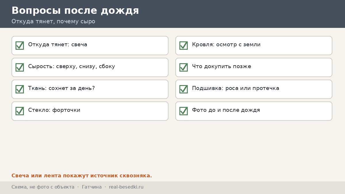 Чек-лист после дождя, Гатчина