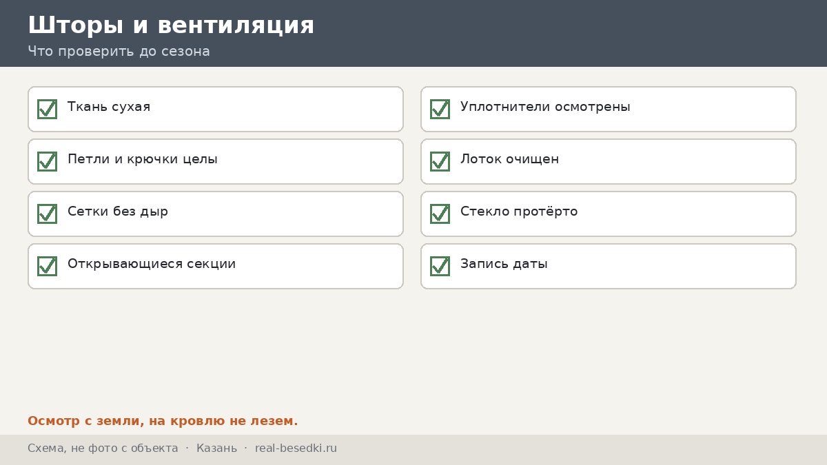 Чек-лист штор и вентиляции, Казань