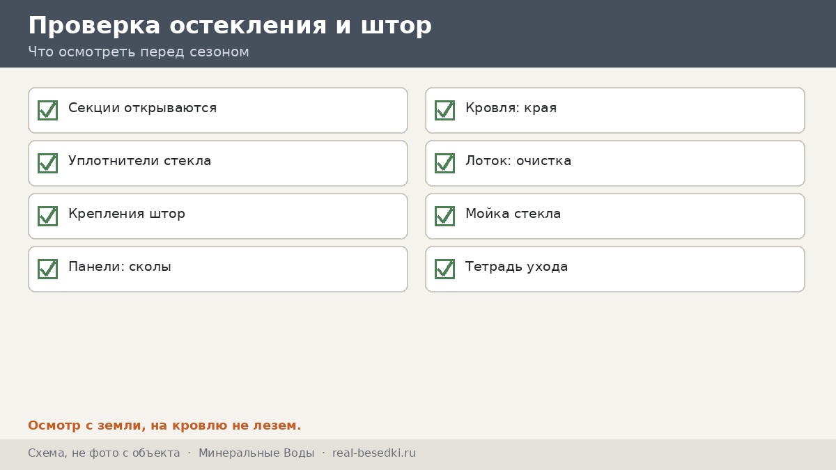 Проверка остекления и штор перед сезоном, Минеральные Воды