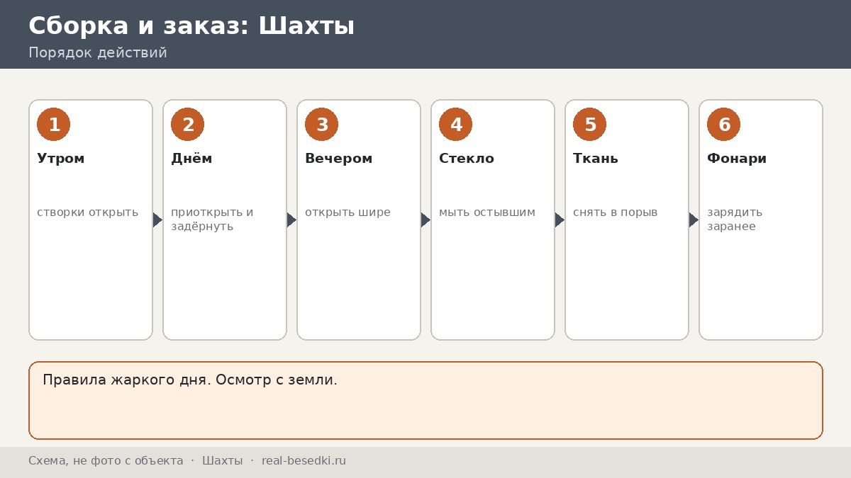 Створки, шторы и тень, Шахты