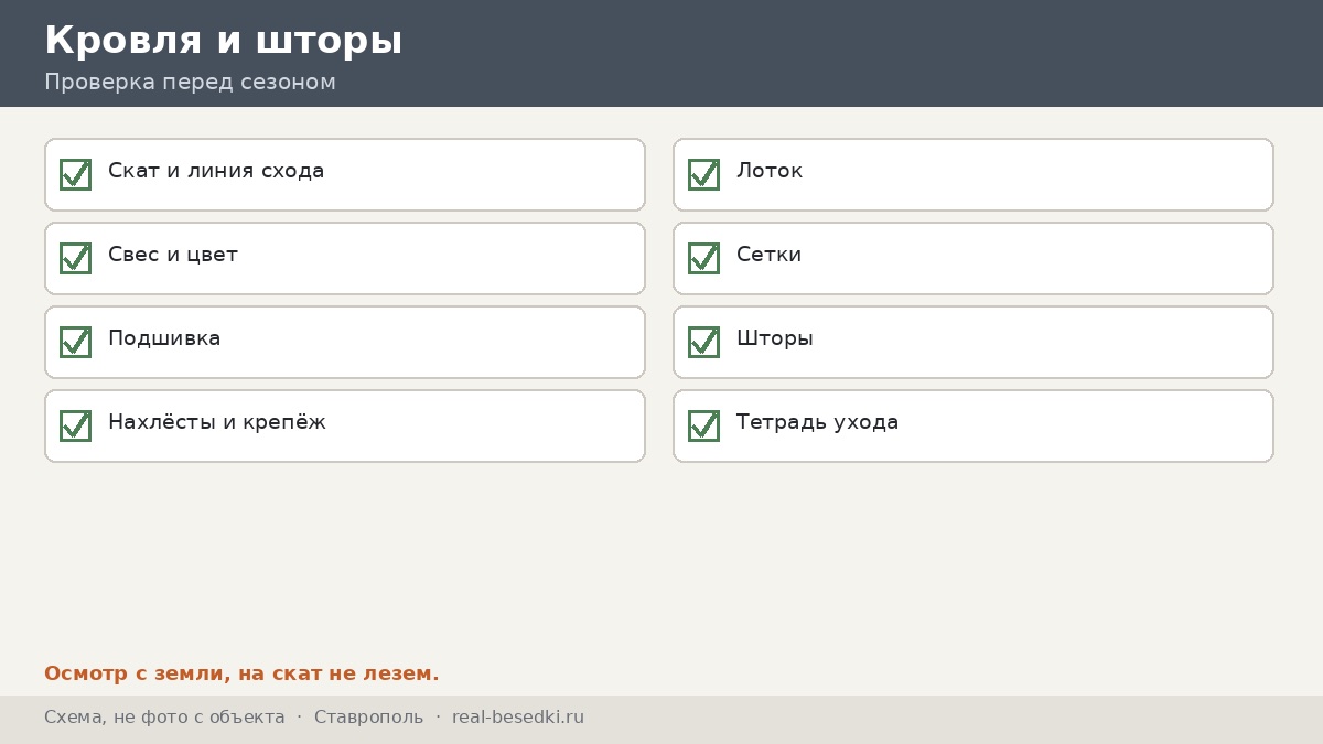 Проверка кровли и штор перед сезоном, Ставрополь