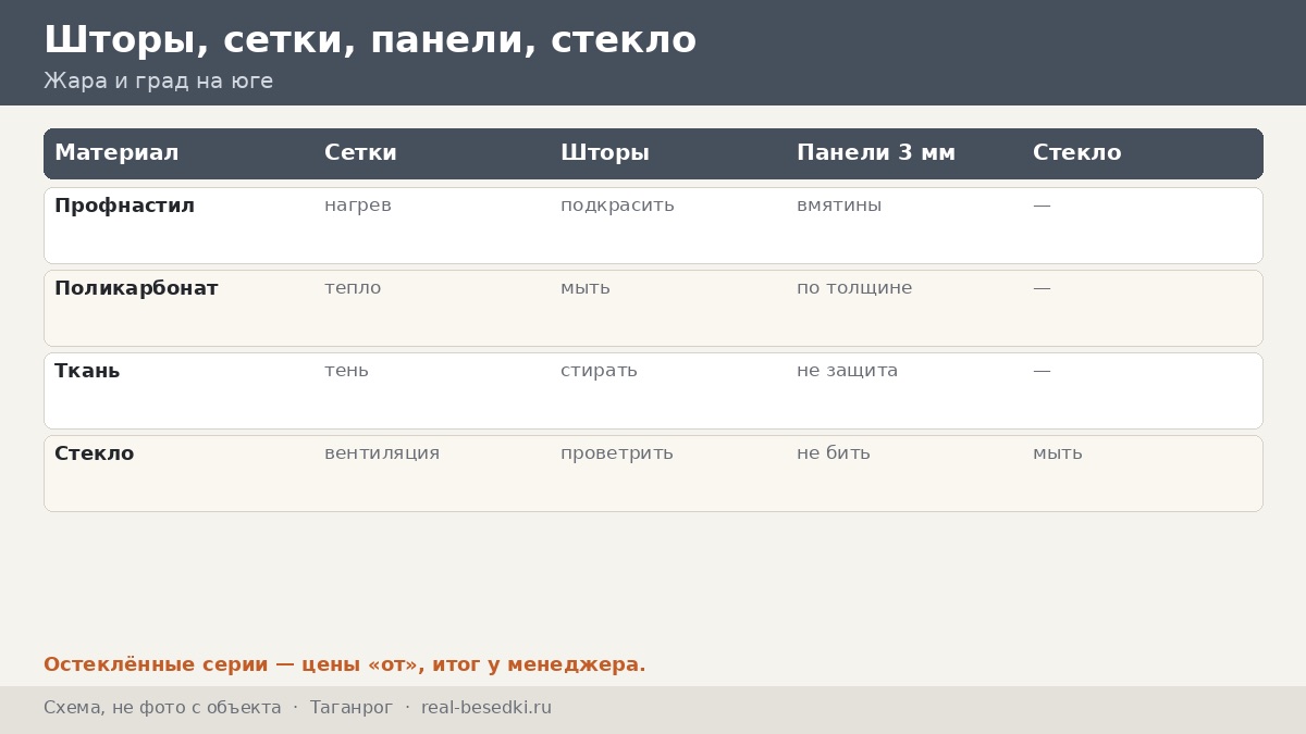 Крыша и шторы в Таганроге: жара, град и азовский ветер — что выбрать для кровли и как защитить стекло
