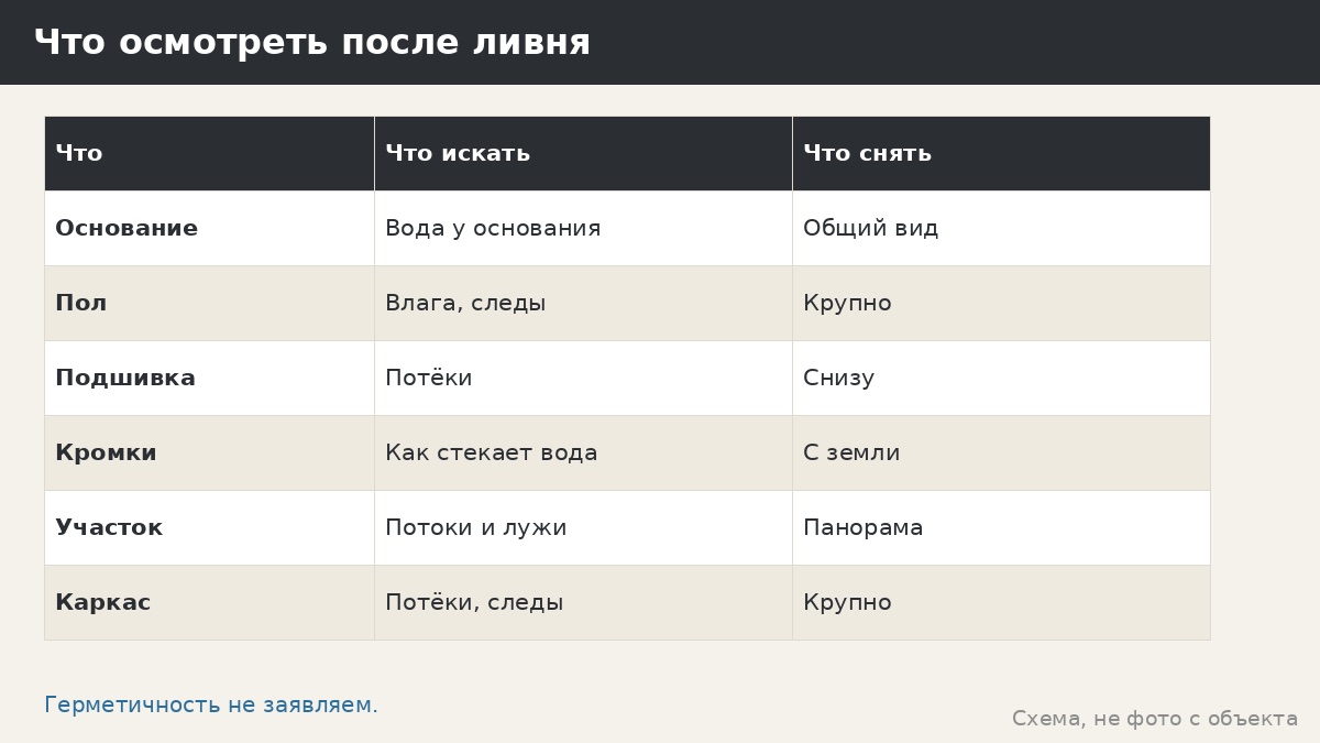 Ливни и потоки воды у беседки: что наблюдать и как описать участок менеджеру