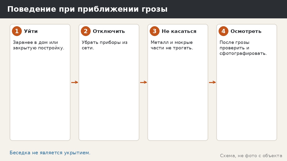 Поведение при приближении грозы