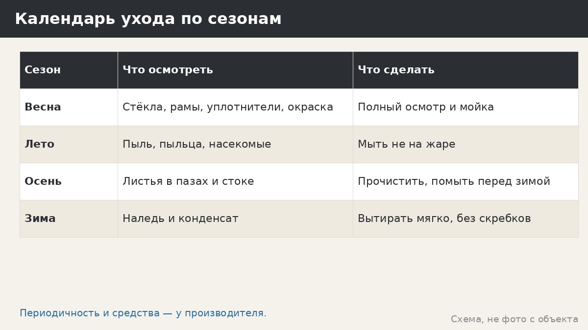 Мойка окон и уход за стеклом в беседке: календарь по сезонам