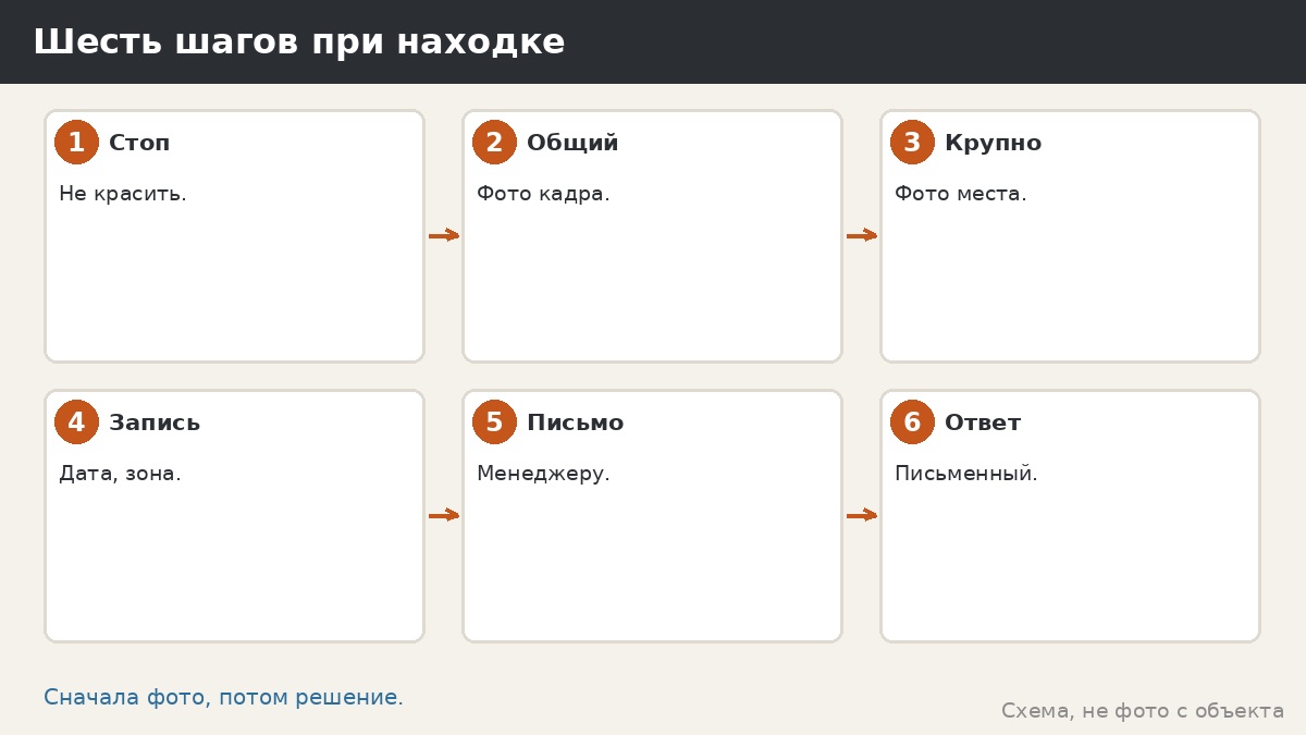 Шесть шагов при находке