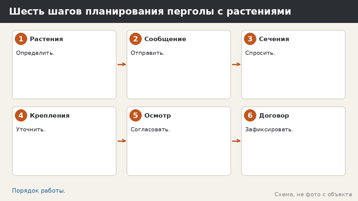 Шесть шагов планирования перголы с растениями