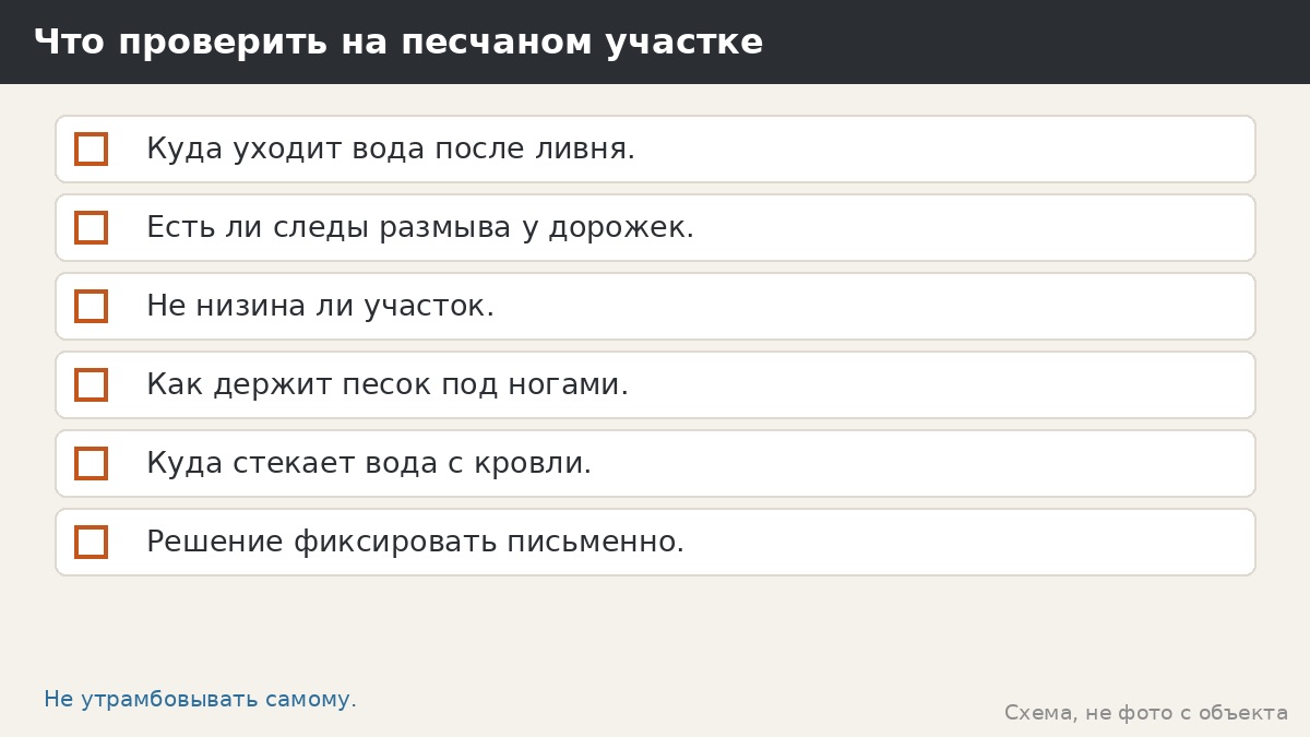Что проверить на песчаном участке