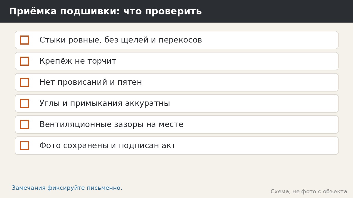 Приёмка подшивки: что проверить
