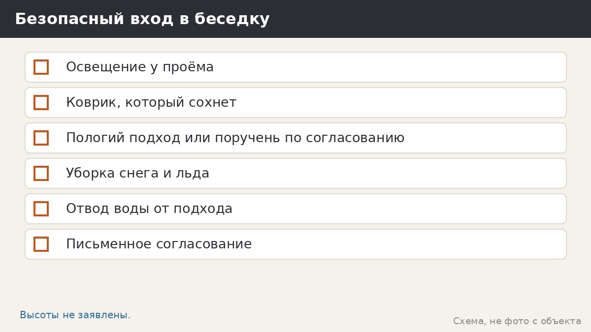 Безопасный вход в беседку: на что смотреть