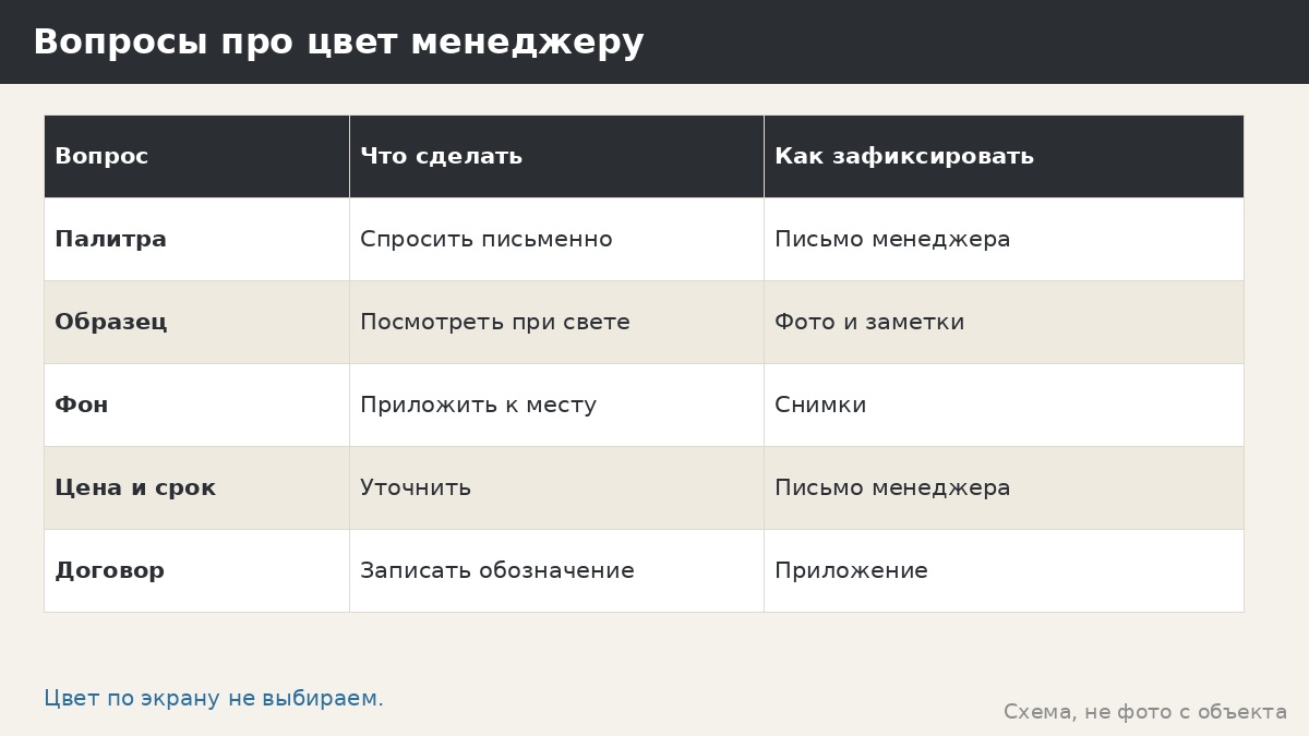 Вопросы про цвет менеджеру