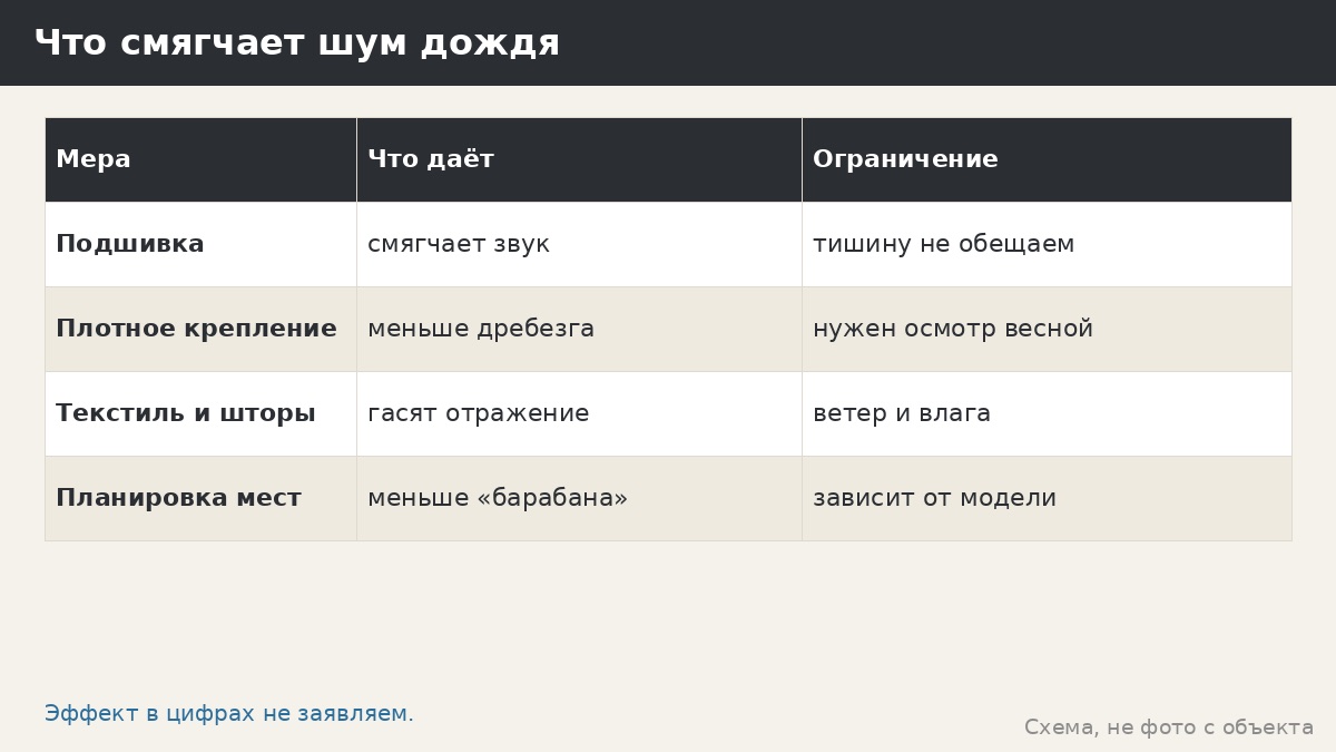 Что смягчает шум дождя