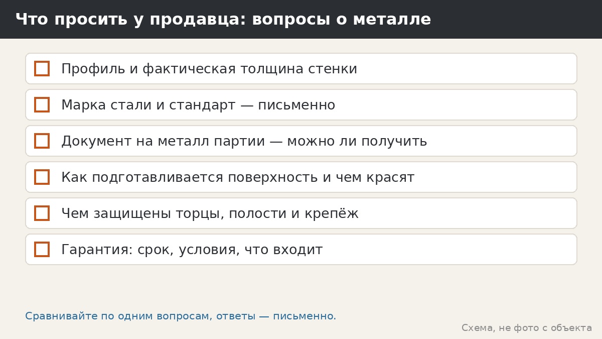 Что просить у продавца: список вопросов о металле