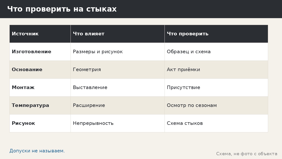 Что проверить на стыках