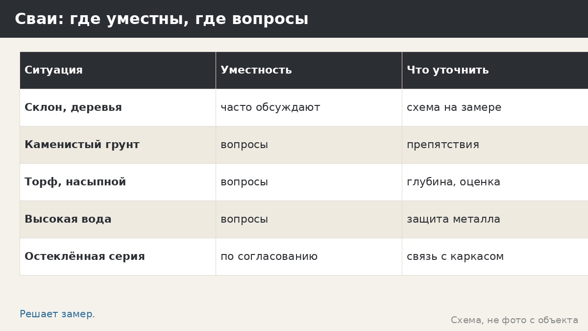 Где сваи уместны и где вызывают вопросы