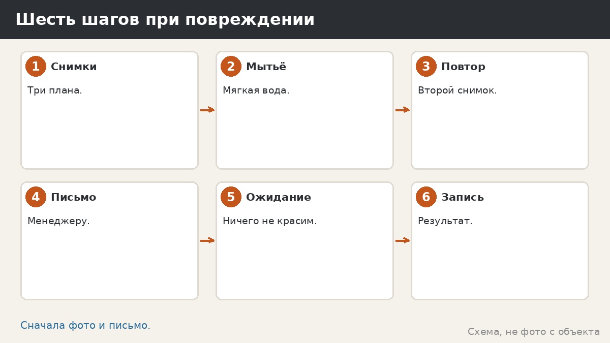 Шесть шагов при повреждении покрытия